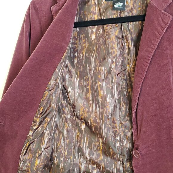 Calvin Klein Jeans Womens M Burgundy Corduroy Blazer Jacket Stretch Lined Casual - Picture 5 of 12